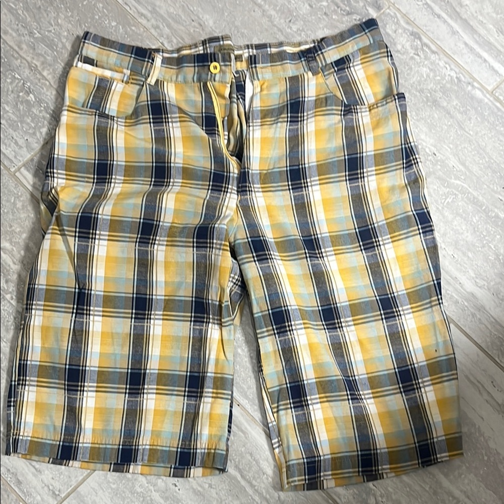 Plaid Yellow and Blue Shorts